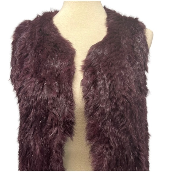 525 America Luxe Rabbit Fur Eggplant Purple Vest Women Medium - Picture 2 of 10